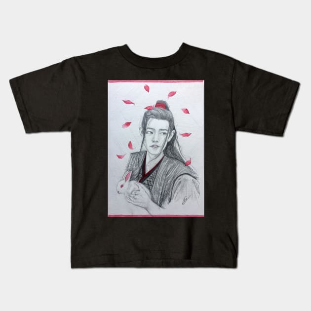 Wei Wuxian (The Untamed) pencil drawing Kids T-Shirt by dangerbeforeyou